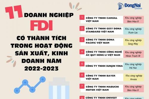 Những doanh nghiệp FDI nào có thành tích trong hoạt động sản xuất, kinh doanh và hoạt động xuất khẩu được tỉnh Đồng Nai vinh danh?