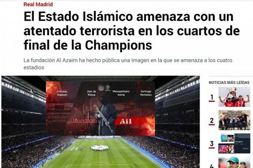 IS đe dọa tấn công các trận đấu tứ kết Champions League
