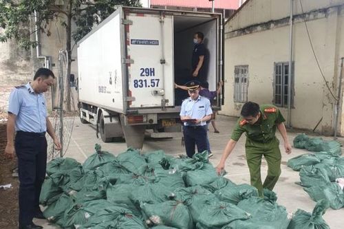 Kịp thời chặn giữ ô tô tải chở 7 tấn chân gà và móng giò bốc mùi hôi thôi