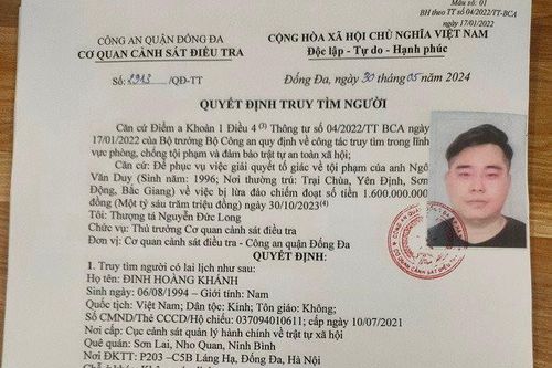 Truy tìm Đinh Hoàng Khánh lừa đảo 1,6 tỉ đồng