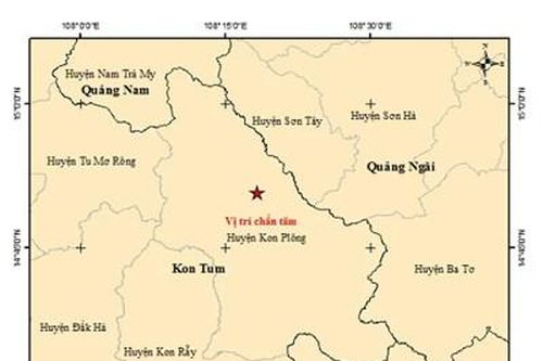 Xuất hiện động đất có độ lớn 4,2 độ richter tại Kon Plông, Kon Tum