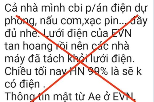 'Cắt điện tại Hà Nội' là tin giả