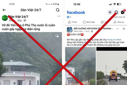 Thông tin trên mạng xã hội về việc vỡ đê ở Yên Lập là bịa đặt