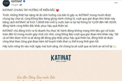 'Quay xe' sau tin đồn chiêu trò marketing: Katinat ủng hộ lũ lụt 1 tỷ đồng