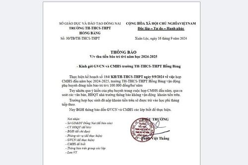 Trường TH-THCS-THPT Hồng Bàng ở Xuân Lộc dừng thu tiền 'bảo trì' tivi