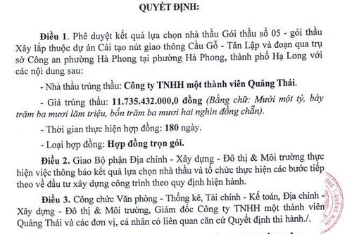 Quảng Ninh: Năng lực của Công ty TNHH MTV Quảng Thái