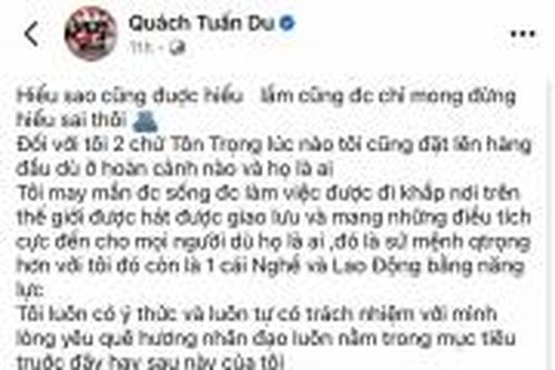Ca sĩ Quách Tuấn Du lên tiếng sau khi bị tố biểu diễn bên cạnh cờ ba sọc