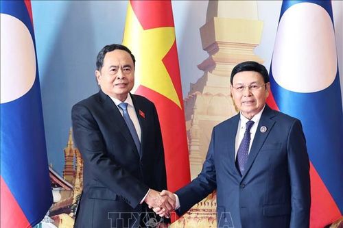 Chủ tịch Quốc hội Trần Thanh Mẫn hội đàm với Chủ tịch Quốc hội Lào Saysomphone Phomvihane