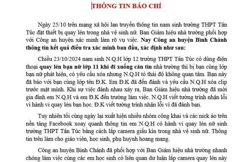 Không có chuyện nữ sinh bị quay lén trong nhà vệ sinh