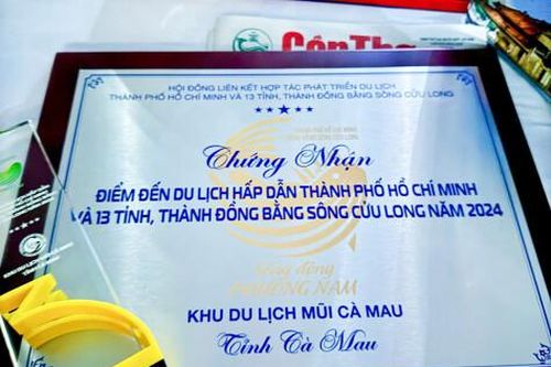 Khu Du lịch Mũi Cà Mau nhận chứng nhận Điểm đến du lịch hấp dẫn