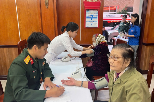 Cục Hậu cần (Tổng cục Chính trị) khám bệnh cho nhân dân tại phường Hàng Mã