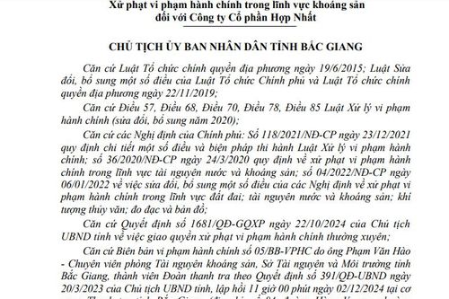 Xử phạt Công ty cổ phần Hợp Nhất hơn nửa tỷ đồng