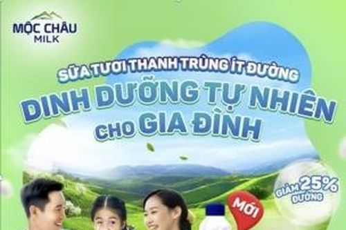 Dòng sữa thanh trùng ít đường mới của Mộc Châu Milk được người tiêu dùng yêu thích