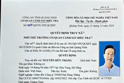 Truy nã Giám đốc Công ty TNHH Đại Hùng Thắng lừa đảo chiếm đoạt 6,3 tỷ đồng