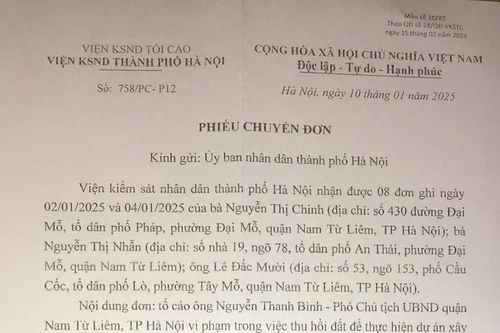 Văn phòng cơ quan CSĐT Bộ Công an, VKSND TP Hà Nội chuyển đơn đề nghị giải quyết theo quy định pháp luật