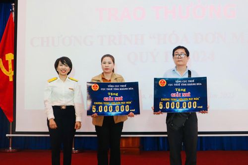 Cục Thuế tỉnh Khánh Hòa: Trao thưởng hóa đơn may mắn quý IV/2024 cho 27 cá nhân, hộ kinh doanh