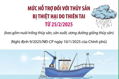 Mức hỗ trợ đối với thủy sản bị thiệt hại do thiên tai từ 25/2/2025