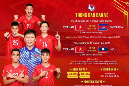 VFF công bố mức giá và thời gian bán vé xem ĐT Việt Nam thi đấu ở Bình Dương