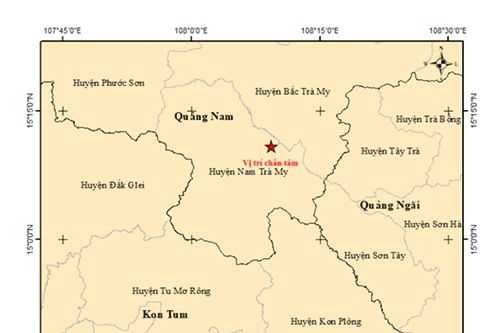 Quảng Nam: Động đất 3,8 độ ở huyện Nam Trà My