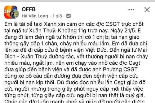Cảnh sát giao thông 'mở đường' cho xe taxi đưa nạn nhân đi cấp cứu kịp thời