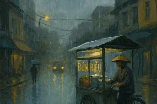 Bún riêu cua nơi góc phố Biên Hòa ngày mưa