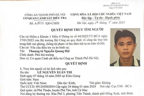 Phòng Cảnh sát hình sự tìm người liên quan vụ việc