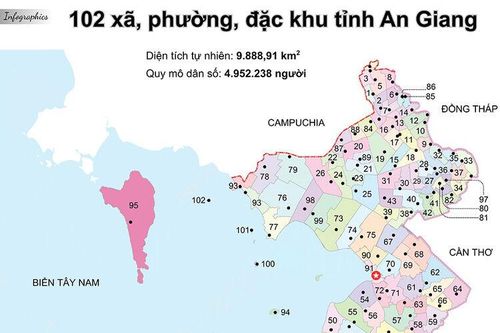 102 xã, phường, đặc khu thuộc tỉnh An Giang