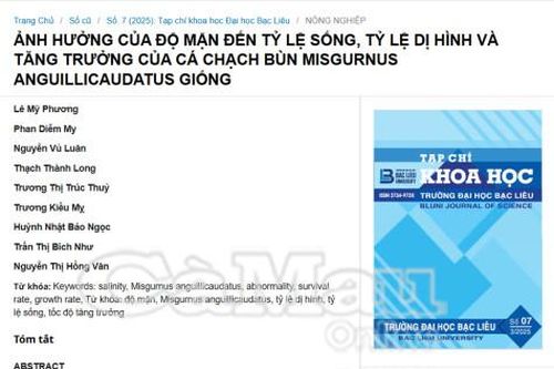 Tỉnh Cà Mau có Tạp chí Khoa học được Hội đồng Giáo sư Nhà nước công nhận tính điểm