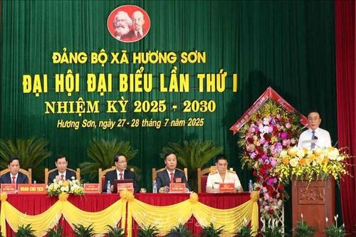 Thường trực Ban Bí thư dự Đại hội Đảng bộ xã Hương Sơn, tỉnh Hà Tĩnh