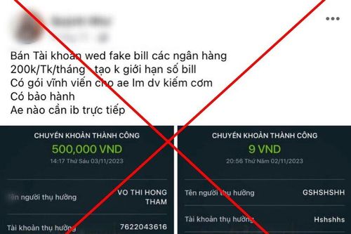 Bắt 5 đối tượng bán hình ảnh hóa đơn chuyển khoản ngân hàng giả