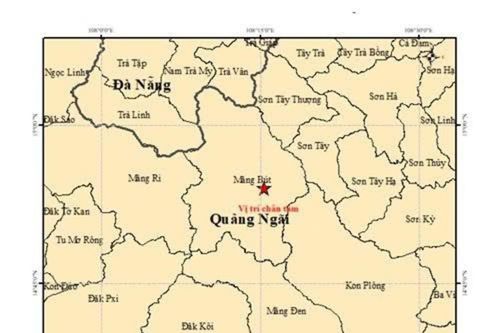 Quảng Ngãi rung lắc do 2 trận động đất 4,5 và 2,8 độ