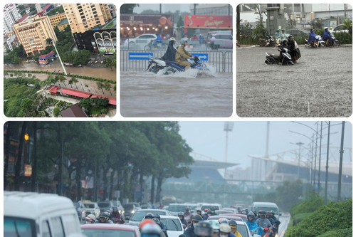 Mưa lớn tiếp tục diễn ra, nhiều tuyến phố Hà Nội ngập sâu trước giờ tan tầm