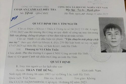 Công an Hà Tĩnh truy tìm nghi phạm vận chuyển ma túy