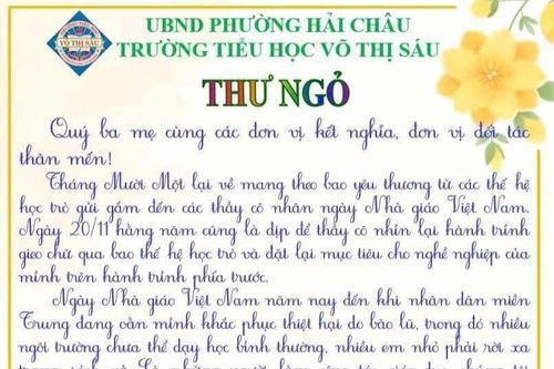 Trường tiểu học ở Đà Nẵng xin không nhận hoa, quà 20/11 vì lý do đặc biệt