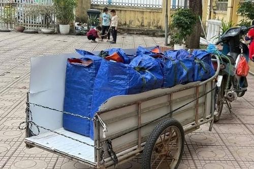 Giữa Hà Nội, dùng xe bò 'cải tiến' chở cơm cho học sinh bán trú
