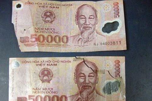 Ban hành Mẫu tiêu biểu tiền không đủ tiêu chuẩn lưu thông ứng dụng trên máy kiểm đếm, phân loại tiền