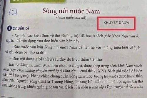 Ghi tác giả 'Khuyết danh' cho bài thơ 'Nam quốc sơn hà' là đúng với lương tri
