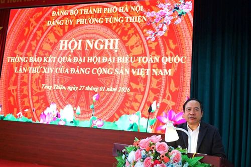 Phường Tùng Thiện tổ chức Hội nghị thông báo kết quả Đại hội XIV của Đảng
