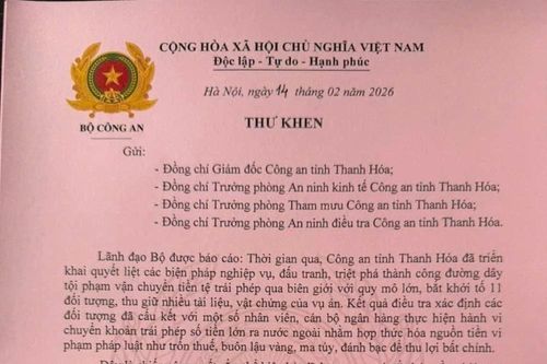 Triệt phá đường dây vận chuyển tiền tệ trái phép, Công an Thanh Hóa được lãnh đạo Bộ Công an gửi Thư khen