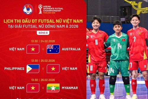 Lịch thi đấu của tuyển Futsal nữ Việt Nam tại vòng bảng giải Đông Nam Á 2026