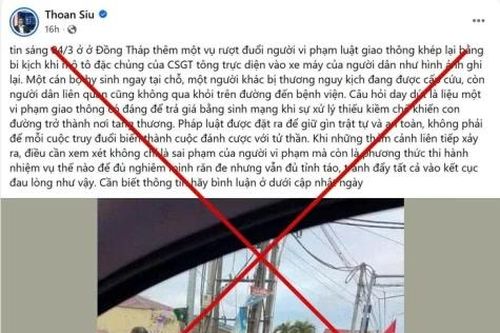 Cảnh sát giao thông Đồng Tháp bác tin đồn vụ rượt đuổi người vi phạm khiến một cán bộ và người dân tử vong