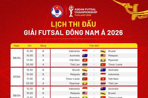 Giải vô địch futsal Đông Nam Á 2026 điều chỉnh lịch thi đấu sau khi Campuchia rút lui