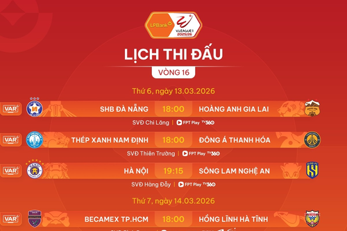 Lịch thi đấu vòng 16 V-League: Tâm điểm ở Ninh Bình