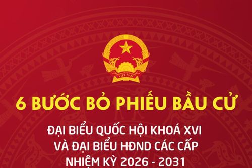 6 bước bỏ phiếu bầu cử đại biểu Quốc hội khóa XVI và đại biểu HĐND các cấp nhiệm kỳ 2026-2031