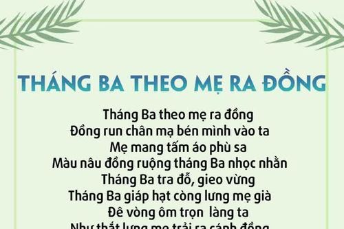 Tháng Ba theo mẹ ra đồng