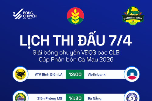 Lịch thi đấu bóng chuyền quốc gia hôm nay (7-4)