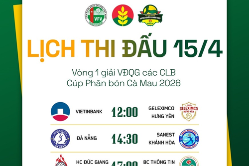 Lịch thi đấu bóng chuyền vô địch quốc gia hôm nay (15-4)
