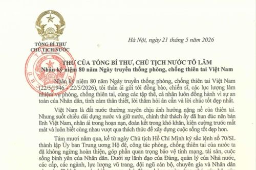 Tổng Bí thư, Chủ tịch nước Tô Lâm gửi thư nhân kỷ niệm Ngày truyền thống phòng, chống thiên tai Việt Nam
