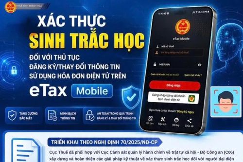 Triển khai xác thực sinh trắc học khi đăng ký sử dụng hóa đơn điện tử