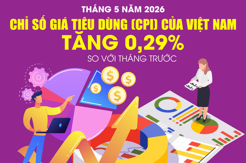 Chỉ số giá tiêu dùng tháng 5-2026 tăng 0,29%